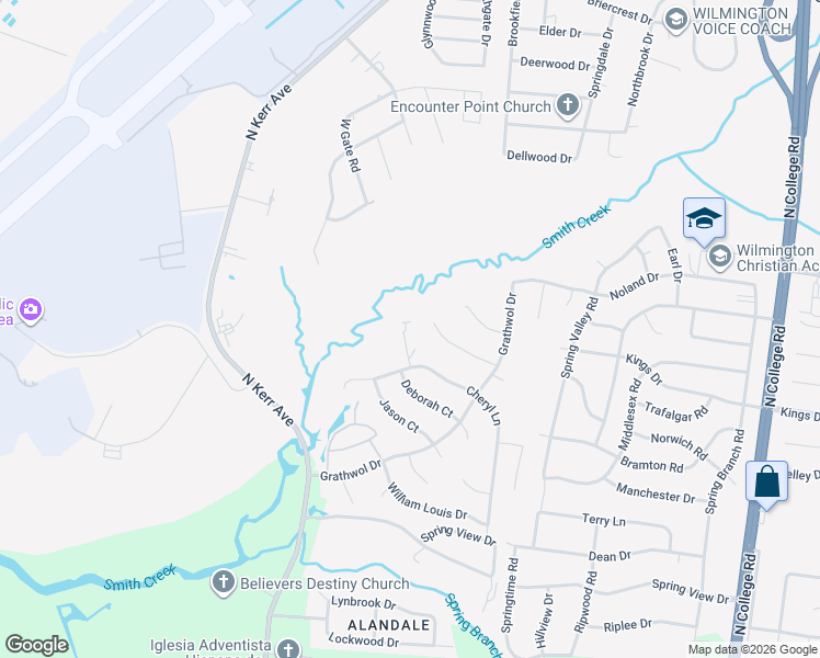 map of restaurants, bars, coffee shops, grocery stores, and more near 4428 Robin Dale Court in Wilmington