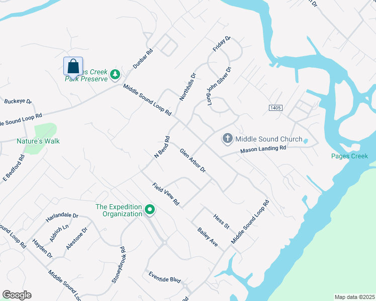 map of restaurants, bars, coffee shops, grocery stores, and more near 4108 Glen Arbor Drive in Wilmington