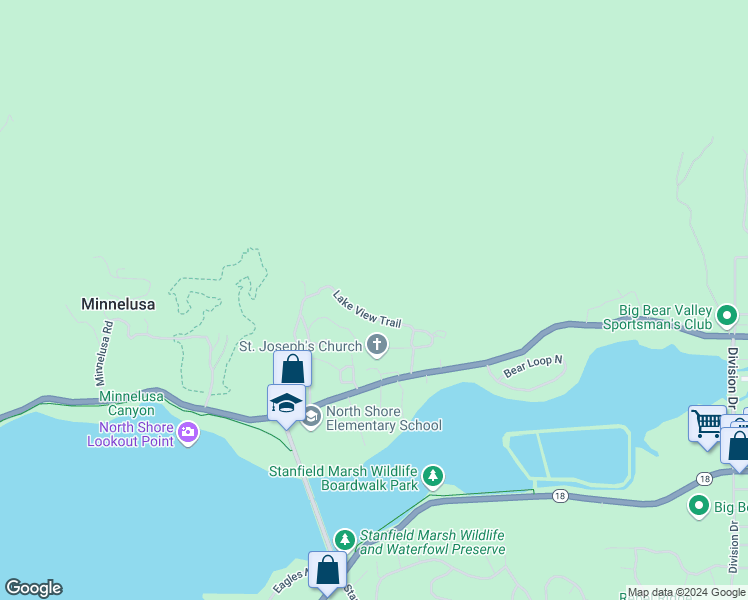 map of restaurants, bars, coffee shops, grocery stores, and more near 2 Lakeview Tract in Fawnskin