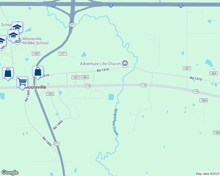 map of restaurants, bars, coffee shops, grocery stores, and more near 3691-3699 Highway 178 in Mooreville