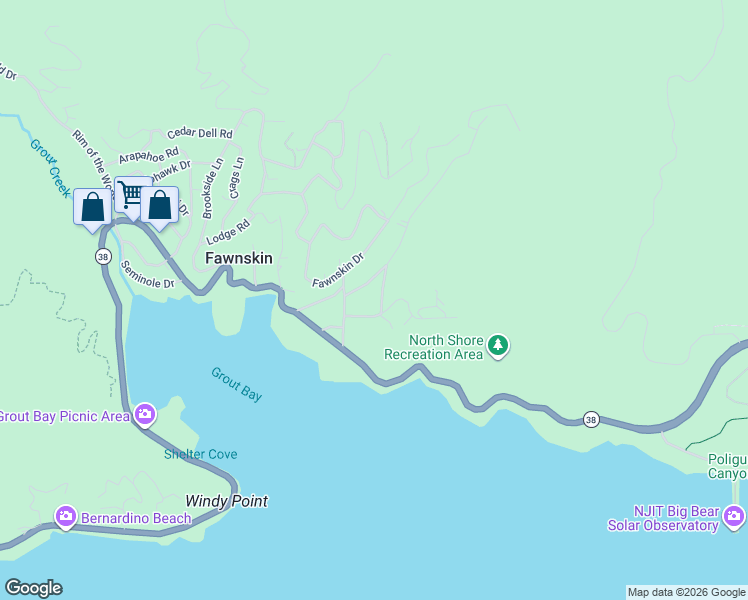 map of restaurants, bars, coffee shops, grocery stores, and more near 954 Chinook Road in Fawnskin