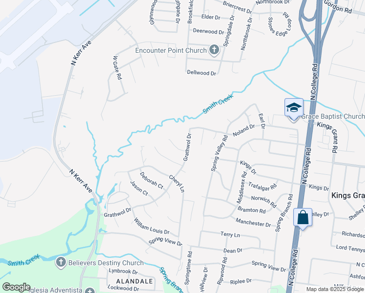 map of restaurants, bars, coffee shops, grocery stores, and more near 4460 Jamey Court in Wilmington