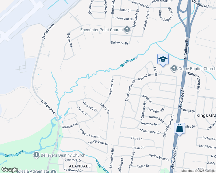 map of restaurants, bars, coffee shops, grocery stores, and more near 4460 Jamey Court in Wilmington