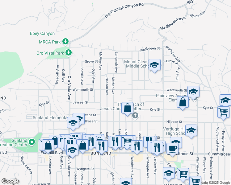 map of restaurants, bars, coffee shops, grocery stores, and more near 10856 Mather Avenue in Los Angeles