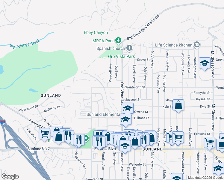 map of restaurants, bars, coffee shops, grocery stores, and more near 10862 Wescott Avenue in Los Angeles