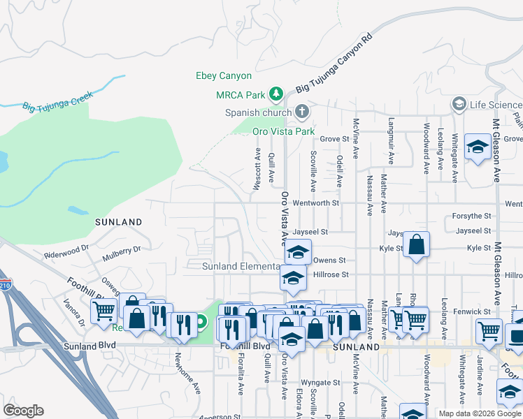 map of restaurants, bars, coffee shops, grocery stores, and more near 10862 Wescott Avenue in Los Angeles
