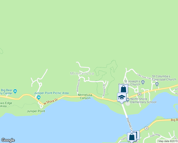 map of restaurants, bars, coffee shops, grocery stores, and more near 2 Lakeview Tract in Fawnskin