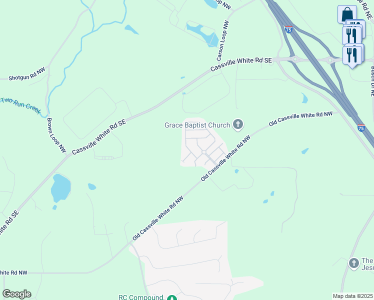 map of restaurants, bars, coffee shops, grocery stores, and more near 108 Howard Avenue in Cartersville