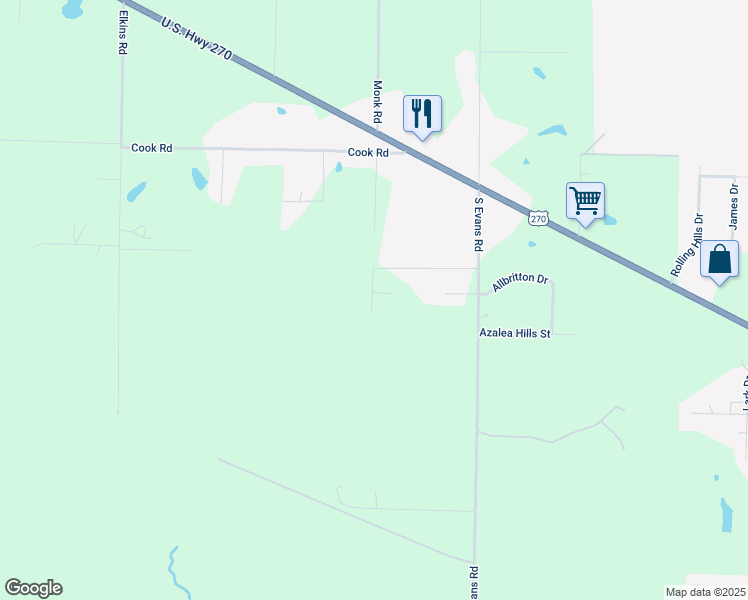 map of restaurants, bars, coffee shops, grocery stores, and more near 911 Donna Road in White Hall