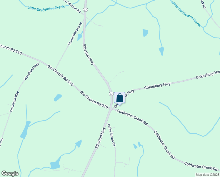 map of restaurants, bars, coffee shops, grocery stores, and more near 6523 Elberton Highway in Dewy Rose
