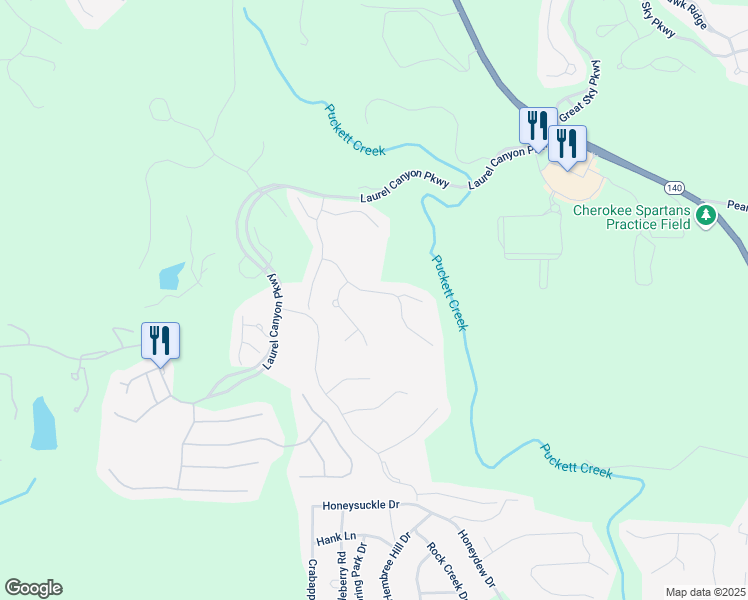 map of restaurants, bars, coffee shops, grocery stores, and more near 322 Woodridge Pass in Canton