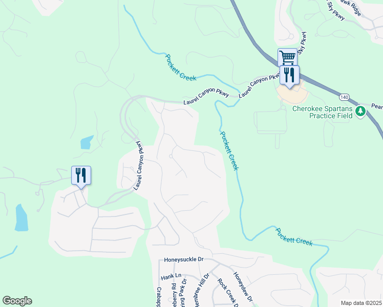 map of restaurants, bars, coffee shops, grocery stores, and more near 322 Woodridge Pass in Canton