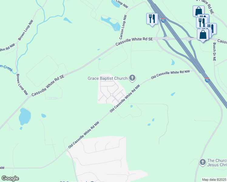 map of restaurants, bars, coffee shops, grocery stores, and more near 13 Howard Avenue in Cartersville