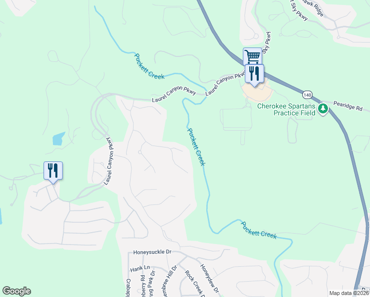 map of restaurants, bars, coffee shops, grocery stores, and more near 415 Ridgeway Lane in Canton
