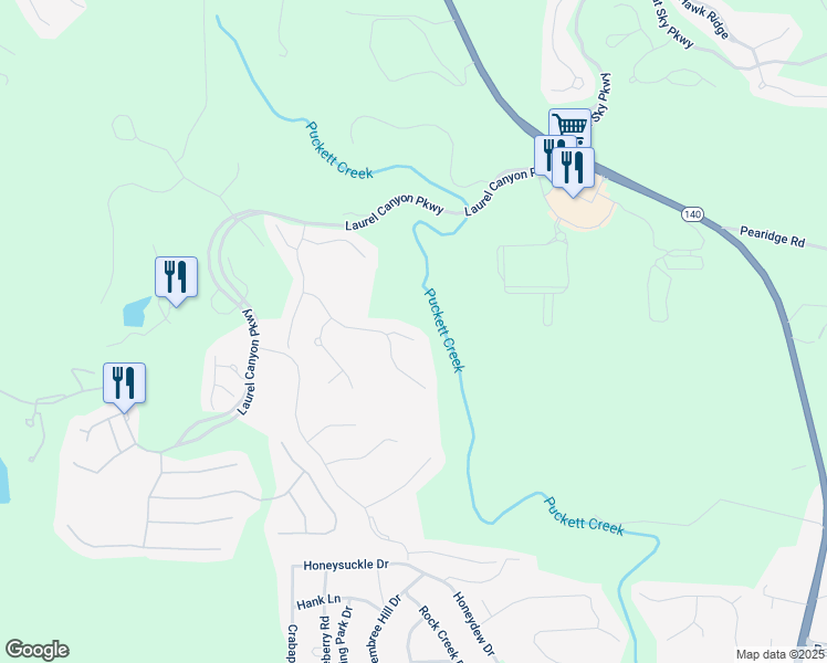 map of restaurants, bars, coffee shops, grocery stores, and more near 411 Ridgeway Lane in Canton