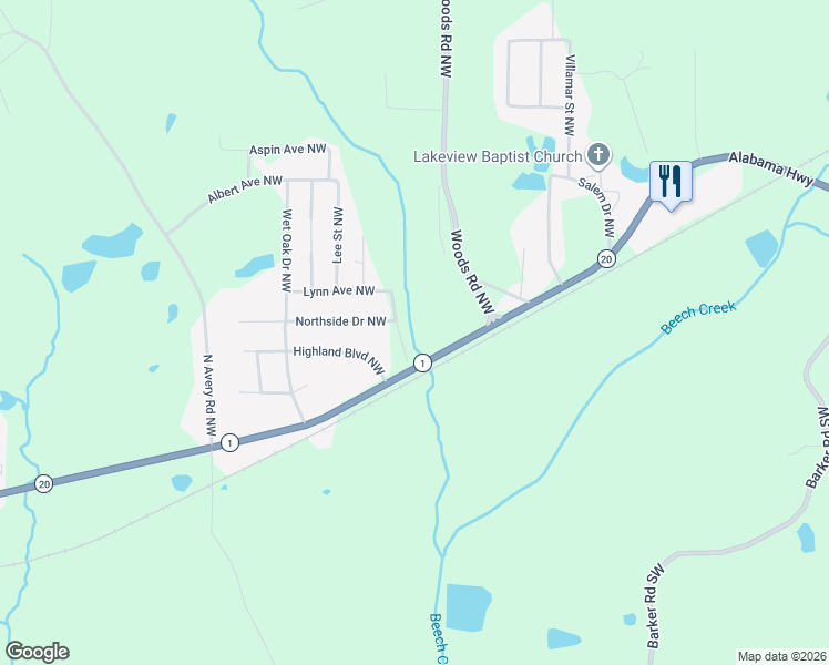 map of restaurants, bars, coffee shops, grocery stores, and more near 11 Northside Drive Northwest in Rome
