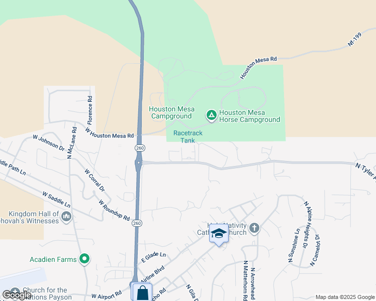 map of restaurants, bars, coffee shops, grocery stores, and more near 310 East Tyler Parkway in Payson