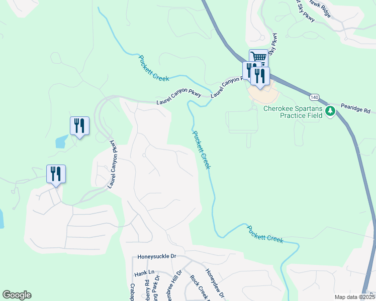 map of restaurants, bars, coffee shops, grocery stores, and more near 411 Ridgeway Lane in Canton