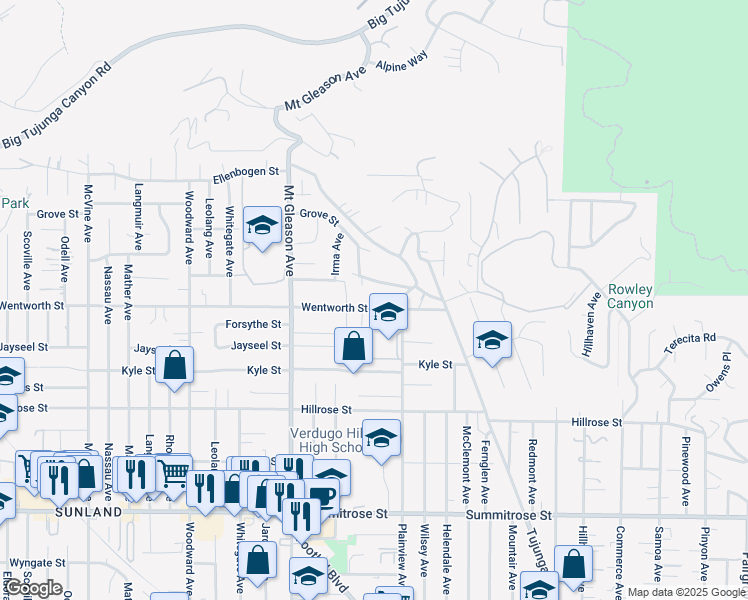 map of restaurants, bars, coffee shops, grocery stores, and more near 7646 Le Berthon Street in Los Angeles