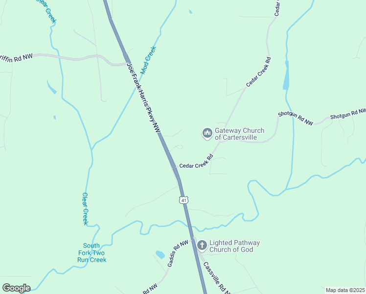 map of restaurants, bars, coffee shops, grocery stores, and more near 2840 Joe Frank Harris Parkway Northwest in Cartersville