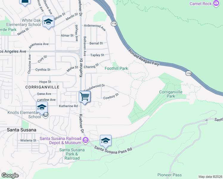 map of restaurants, bars, coffee shops, grocery stores, and more near 6761 Sandalwood Drive in Simi Valley
