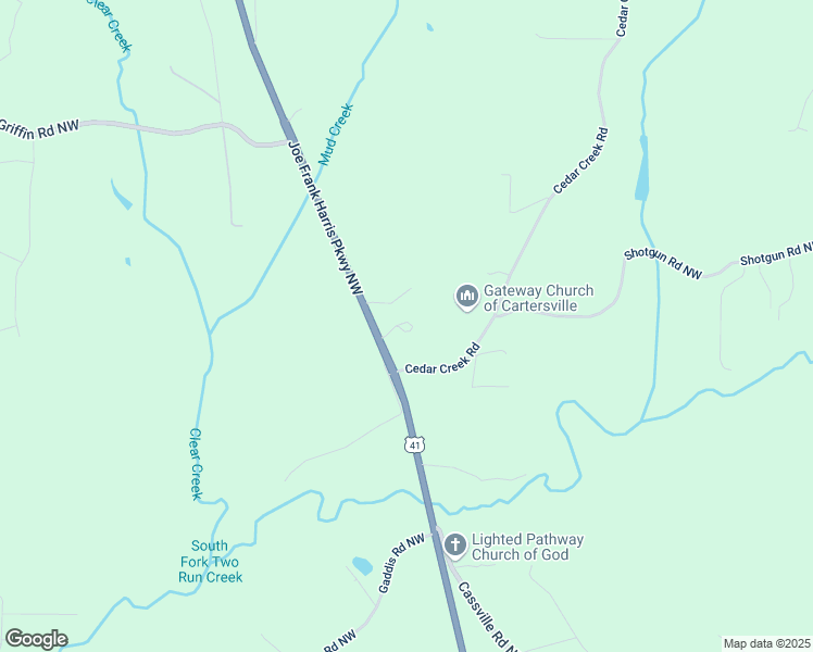 map of restaurants, bars, coffee shops, grocery stores, and more near 2840 Joe Frank Harris Parkway Northwest in Cartersville