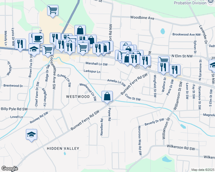 map of restaurants, bars, coffee shops, grocery stores, and more near 16 Jefferson Drive in Rome