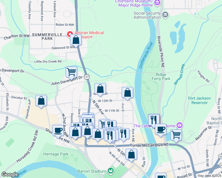 map of restaurants, bars, coffee shops, grocery stores, and more near 507 West 13th Street in Rome