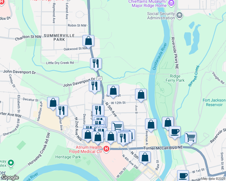 map of restaurants, bars, coffee shops, grocery stores, and more near 507 West 13th Street in Rome