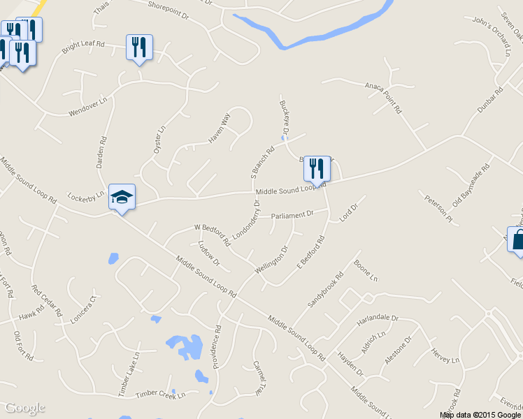 map of restaurants, bars, coffee shops, grocery stores, and more near 101 Parliament Drive in Wilmington