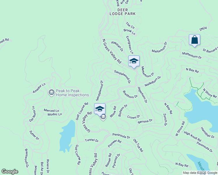 map of restaurants, bars, coffee shops, grocery stores, and more near 955 Teakwood Drive in Lake Arrowhead