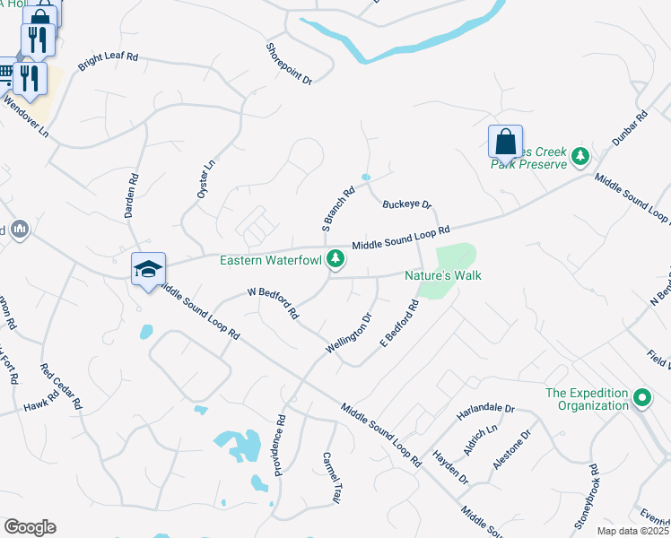 map of restaurants, bars, coffee shops, grocery stores, and more near 101 Parliament Drive in Wilmington