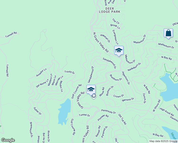 map of restaurants, bars, coffee shops, grocery stores, and more near 950 Sandalwood Drive in Lake Arrowhead