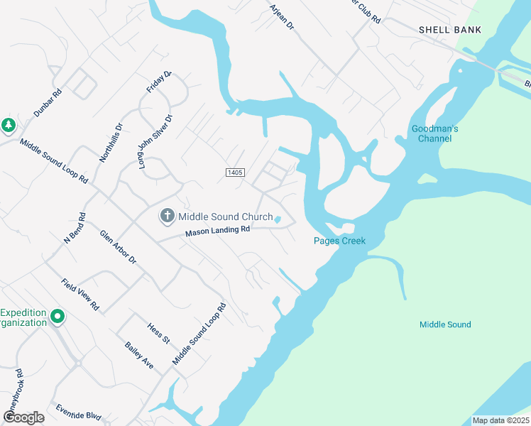 map of restaurants, bars, coffee shops, grocery stores, and more near 7510 Mason Landing Road in Wilmington