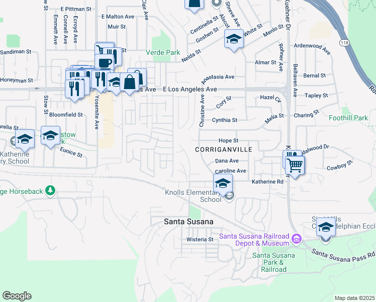 map of restaurants, bars, coffee shops, grocery stores, and more near 1620 River Wood Court in Simi Valley