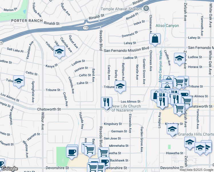 map of restaurants, bars, coffee shops, grocery stores, and more near in Los Angeles