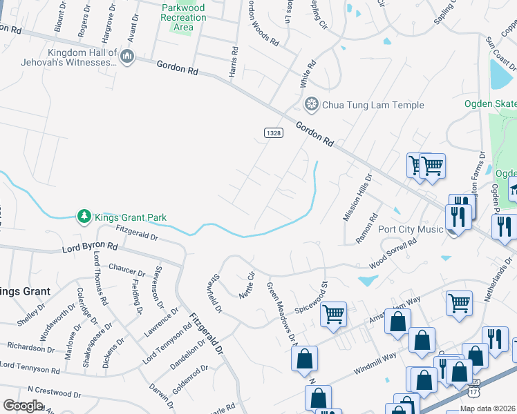 map of restaurants, bars, coffee shops, grocery stores, and more near 1609 Patsy Lane in Wilmington