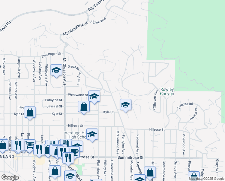 map of restaurants, bars, coffee shops, grocery stores, and more near 10920 Cardamine Place in Los Angeles