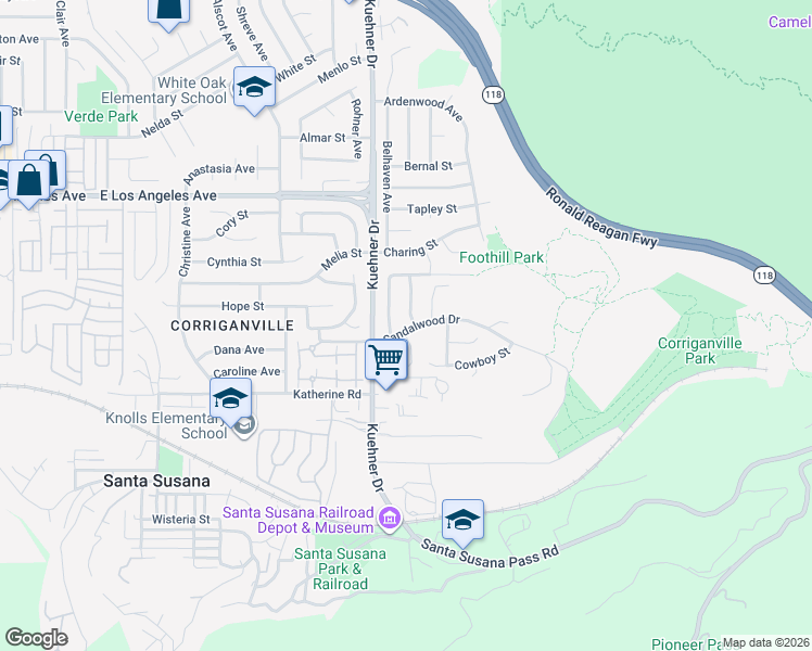 map of restaurants, bars, coffee shops, grocery stores, and more near 1703 Empty Saddle Road in Simi Valley