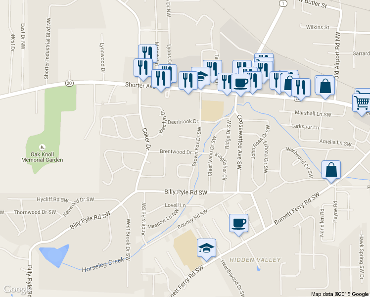 map of restaurants, bars, coffee shops, grocery stores, and more near 104 Brentwood Drive in Rome