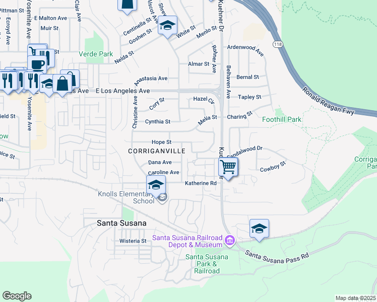 map of restaurants, bars, coffee shops, grocery stores, and more near 1577 Gateway Avenue in Simi Valley