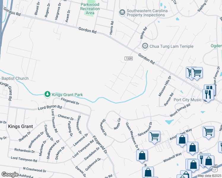 map of restaurants, bars, coffee shops, grocery stores, and more near 6009 Karen Lane in Wilmington