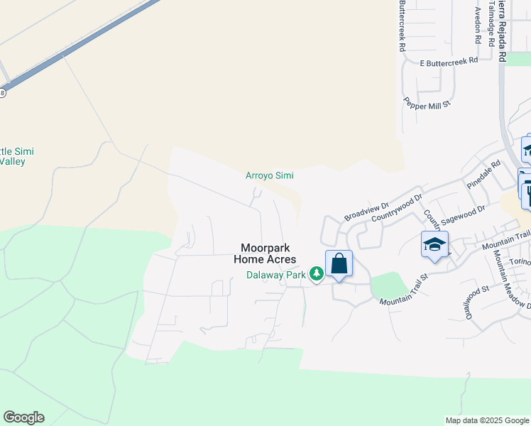 map of restaurants, bars, coffee shops, grocery stores, and more near 4182 Hitch Boulevard in Moorpark