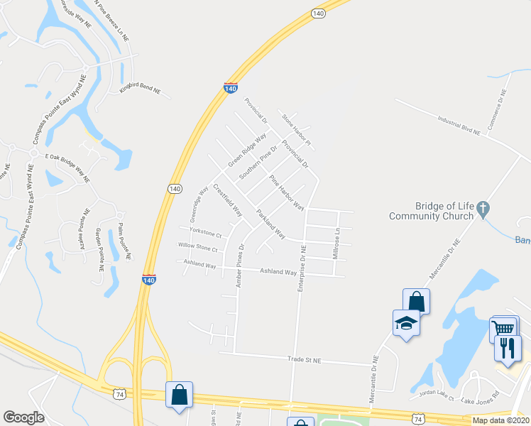 map of restaurants, bars, coffee shops, grocery stores, and more near 1197 Amber Pines Drive in Leland