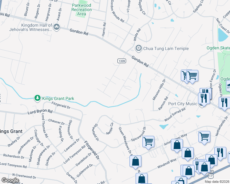 map of restaurants, bars, coffee shops, grocery stores, and more near 1609 Patsy Lane in Wilmington