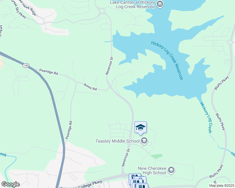 map of restaurants, bars, coffee shops, grocery stores, and more near Reservoir Road in Canton