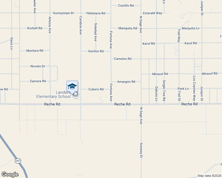 map of restaurants, bars, coffee shops, grocery stores, and more near 58638 Cubero Road in Homestead Valley