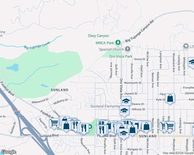 map of restaurants, bars, coffee shops, grocery stores, and more near 10912 Sherman Grove Avenue in Los Angeles