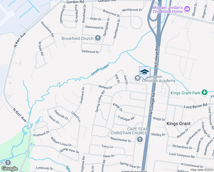map of restaurants, bars, coffee shops, grocery stores, and more near 4501 Noland Drive in Wilmington
