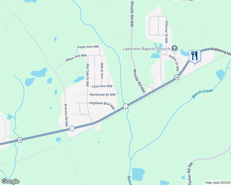 map of restaurants, bars, coffee shops, grocery stores, and more near 11 Northside Drive Northwest in Rome